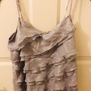 New York & Co Ruffle Tank Top (SILVER)
